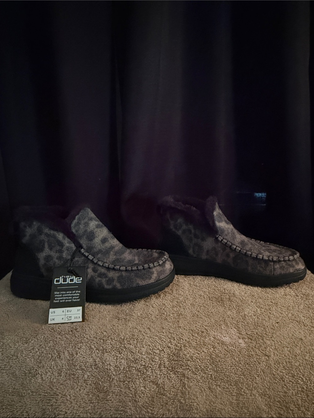 Hey Dude Women’s Charcoal Leopard Slip-On Loafers